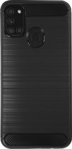 BMAX Carbon soft case hoesje geschikt voor Samsung Galaxy A21s / Soft cover / Telefoonhoesje / Beschermhoesje / Telefoonbescherming - Zwart