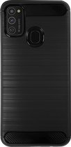 BMAX Carbon soft case hoesje geschikt voor Samsung Galaxy M21 / Soft cover / Telefoonhoesje / Beschermhoesje / Telefoonbescherming - Zwart