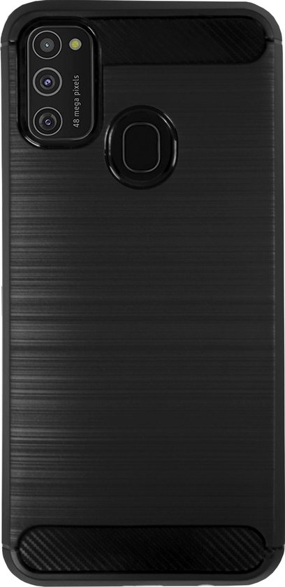 BMAX Carbon soft case hoesje geschikt voor Samsung Galaxy M21 / Soft cover / Telefoonhoesje / Beschermhoesje / Telefoonbescherming - Zwart