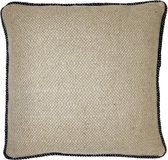 Raven black structure recycled wool square cushion