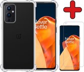 Hoesje Geschikt voor OnePlus 9 Hoesje Siliconen Shock Proof Case Hoes Met Screenprotector - Hoes Geschikt voor OnePlus 9 Hoes Cover Case Shockproof - Transparant