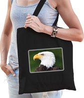 Dieren tasje met arenden foto - zwart - voor volwassenen - roofvogels/ zeearend vogel cadeau tas