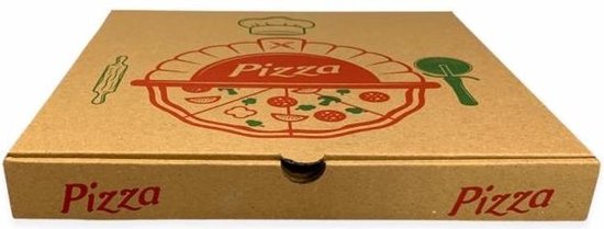 100 x Boîte à pizza, Carton ondulé marron 24x24x3cm | bol
