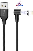 DrPhone Pro Series - Câble de charge Lightning magnétique 90 ° pour Apple iPhone / iPad / iPod - 3A MAX - Idéal pour les Jeux - 2 mètres - Zwart