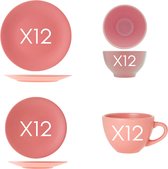Cosy&Trendy Serena Pink/Roze Serviesset - 48 delig - 12 persoons - Zomerse kleur