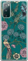 Samsung S20 FE hoesje - Vogels Japanse bloemen | Samsung Galaxy S20 FE hoesje | Siliconen TPU hoesje | Backcover Telefoonhoesje Transparant