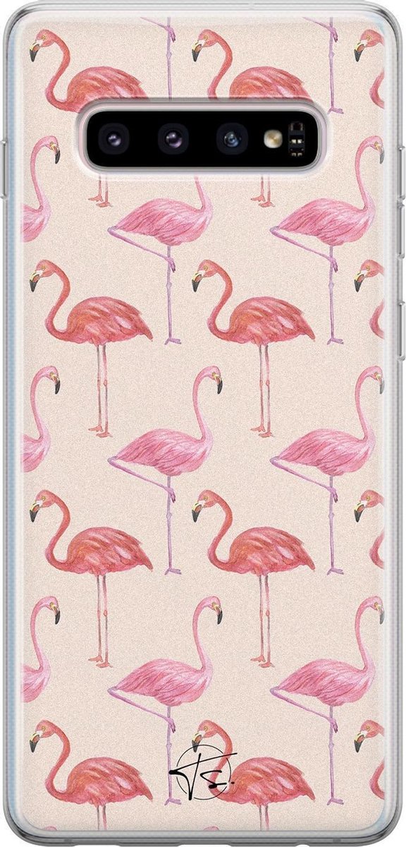 Samsung Galaxy S10 siliconen hoesje - Flamingo - Soft Case Telefoonhoesje - Roze - Print