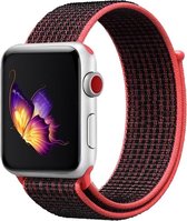 Nylon sport loop band - rood zwart - Geschikt voor Apple Watch