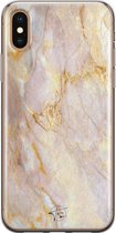 Hoesje geschikt voor iPhone Xs Max - Stay Golden Marble - Soft Case - TPU - Marmer - Goud - ELLECHIQ