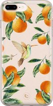 Hoesje geschikt voor iPhone 8 Plus - Tropical fruit - Soft Case - TPU - Natuur - Oranje - ELLECHIQ