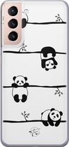 Samsung Galaxy S21 siliconen hoesje - Panda - Soft Case Telefoonhoesje - Zwart - Print