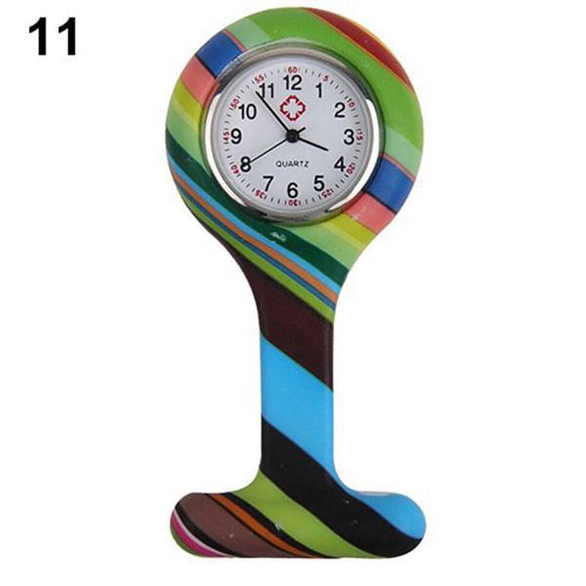 POWERZ ® Verpleegster horloge, zuster horloge, siliconen met gekleurde strepen.