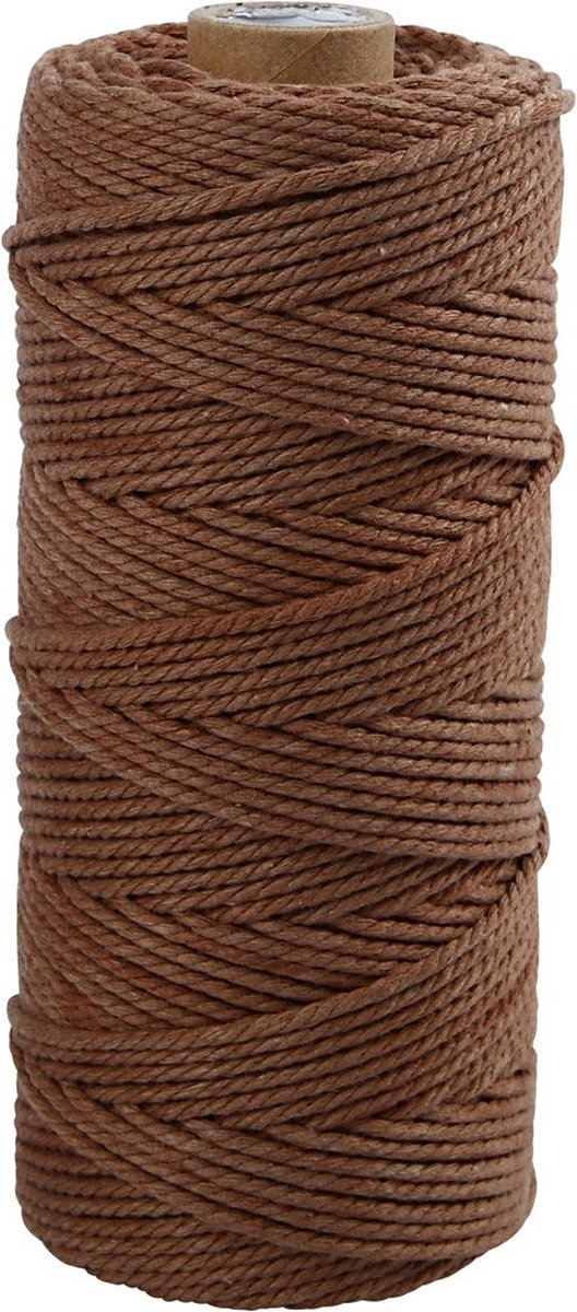 Creotime Katoendraad, l: 120 m, bruin, Dikke kwaliteit 12/36, 250 gr