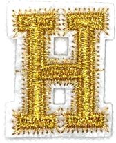 Alfabet Letter Strijk Embleem Patch Goud Wit Letter H / 3.5 cm / 4.5 cm