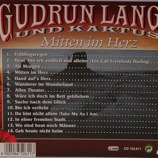 Mitten im Herz (& Kactus), Gudrun Lange | Muziek | bol