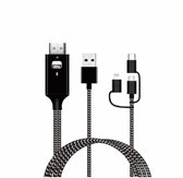 Lightning / Micro USB / Type C (3 IN 1) NAAR HDMI Adapter Kabel TV HDTV