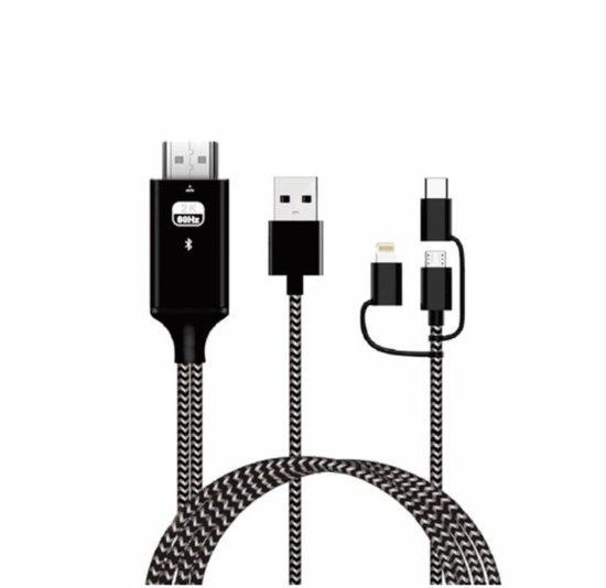 Lightning / Micro USB / Type C (3 EN 1) VERS HDMI Adaptateur Câble TV HDTV  | bol.com