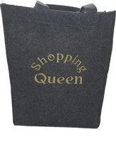 Vilten tas shopping queen - grijs  - cadeau - Geschenk - Gift - Valentijn - Moederdag - Vaderdag