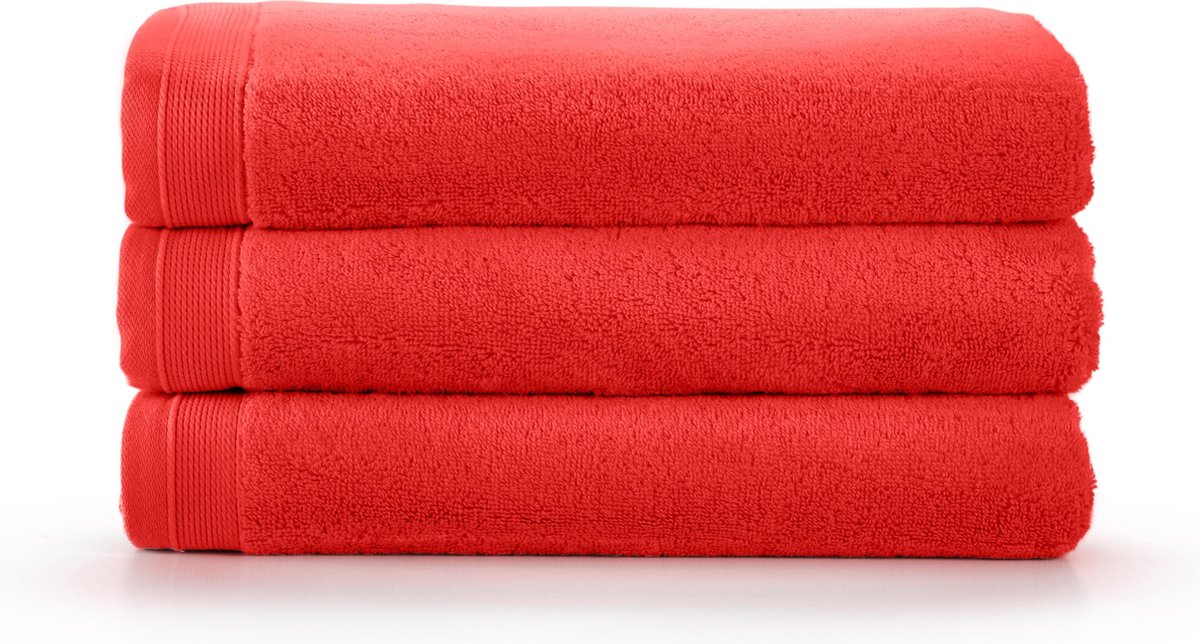 Bamatex Home Textiles - Collectie Emotion - Badhanddoek – 70*140 cm - RED - Set van 3 stuks - Egeïsche gekamde katoen- 540 g/m2