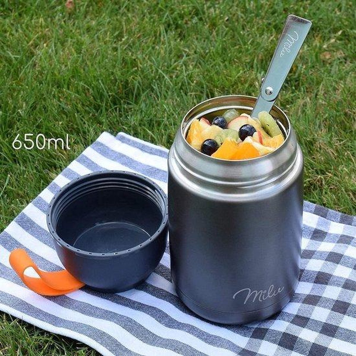 Milu Soup Thermos for hot Food | 15oz Insulated Food Container for Kids  Adults | Stainless Steel Food Jar with Spoon | 12 Hours Hot : 24 Hours Cold  