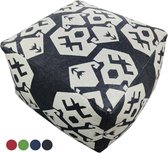 Pippa Design Poef - vierkant - Mexicaanse print - zwart