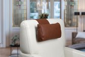 Finlandic hoofdkussen F04 reinigbaar cognac vegan leder voor relax fauteuil- luxe nekkussen met contragewicht voor sta op stoel- comfortabele kunstlederen hoofdsteun- in hoogte verstelbaar