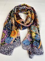 Zomersjaal van satijn touch met kleuren 20% zijde met 80% viscose 90 x 180 cm