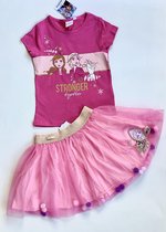 Disney Frozen set - tule rok+shirt - roze - maat 116 (6 jaar)
