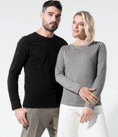 Heren-t-shirt BIO-katoen ronde hals lange mouwen XL Zwart