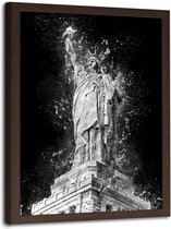 Foto in frame , Vrijheidsbeeld  ,70x100cm , zwart wit , wanddecoratie