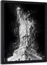 Foto in frame , Vrijheidsbeeld  ,70x100cm , zwart wit , wanddecoratie
