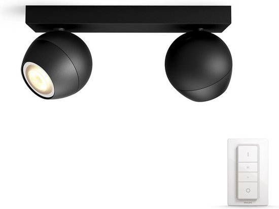 Philips Hue Buckram opbouwspot - White Ambiance - 2-lichts - zwart | bol.com