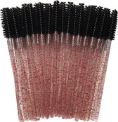 Wegwerp Wimper en Wenkbrauw Borsteltjes - Mascara Borsteltjes - 10 stuks - Zwart glitter