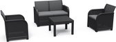 Keter Rosalie Loungeset + Orlando tafel - 4 personen - Grafiet