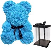 Rozenbeer rosebear | blauw | Bloemen |Moederdag | Valentijnsdag | blue bear|Liefde | 40 cm| valentijnbeer| rosebear | bloemenbeer| lovebear| Inclusief Giftbox | babyshower | kraamcadeau