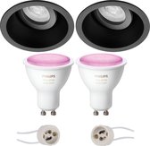 PHILIPS HUE - LED Spot Set GU10 - White and Color Ambiance - Bluetooth - Primux Zano Pro - Inbouw Rond - Mat Zwart - Kantelbaar - Ø93mm