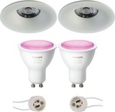 PHILIPS HUE - LED Spot Set GU10 - White and Color Ambiance - Bluetooth - Primux Nora Pro - Inbouw Rond - Mat Wit - Ø82mm