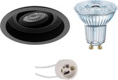 OSRAM - LED Spot Set - Parathom PAR16 927 36D - Primux Domy Pro - GU10 Fitting - Dimbaar - Inbouw Rond - Mat Zwart - 3.7W - Warm Wit 2700K - Verdiept - Kantelbaar - Ø105mm