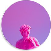 Forex Wandcirkel - Roze Standbeeld - 30x30cm Foto op Wandcirkel (met ophangsysteem)