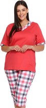Doctor Nap Katoenen Pyjama Dames Volwassenen | Korte Mouw Korte & 3/4 Broek | Pyama Dames Volwassenen | Hot Pink PB.9981 XL