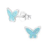 Aramat jewels ® - 925 sterling zilveren oorbellen vlinder glitter 7x6 mm