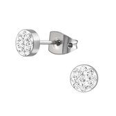 Aramat jewels ® - Titanium oorbellen rond titanium transparant zilverkleurig 5mm
