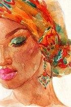 Poster aquarel van een vrouw met hoofddoek 50x70 cm