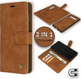 Samsung Galaxy S10 Hoesje Sienna Brown - Casemania 2 in 1 Magnetic Book Case