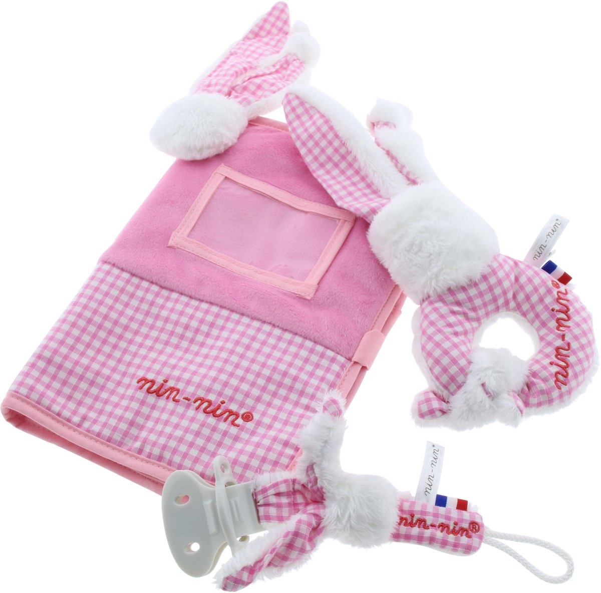 Goedkoopste Leuke Nin Nin baby set Meisje Rammelaar , Speenhouder, Kraamboekomslag - Roze