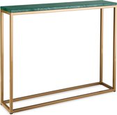 Sidetable groen marmer - goud onderstel - 100 x 20 cm