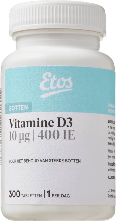Etos Vitamine D3 10 µg - 1200 tabletten ( 4 x 300) - verpakking | bol.com