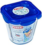 Pyrex - Cook & Go - Bakjes met Deksel - Set van 3 Stuks - 0.8L - Glas - Blauw