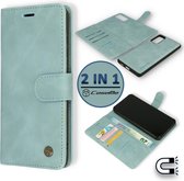 Casemania Hoesje Geschikt voor Samsung Galaxy A21S Aqua Blue - 2 in 1 Magnetic Book Case