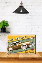 3d Retro Hout Poster Car Service